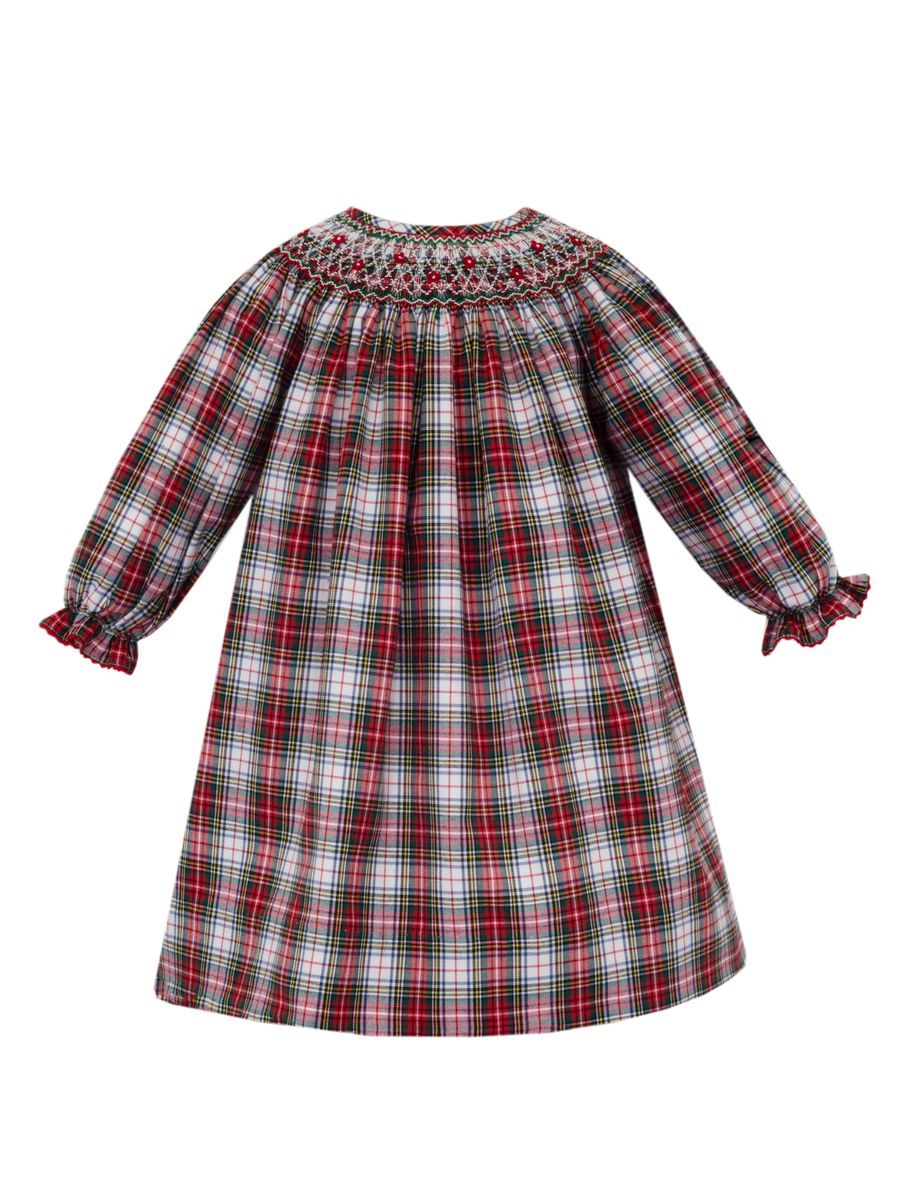 Claire & Charlie Girls Holiday Red Tartan Plaid Long Sleeve Bishop Dress by Claire & Charlie