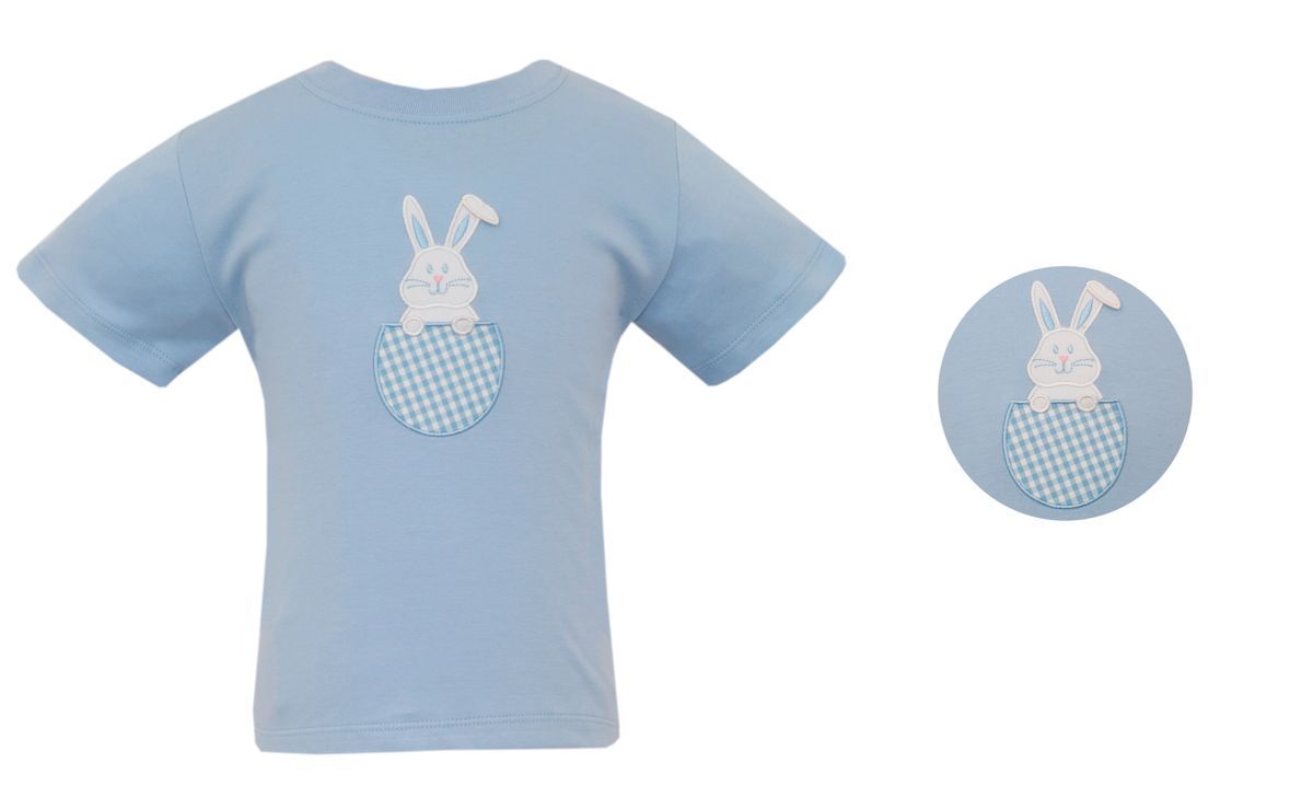Claire & Charlie Boys Light Blue Knit T-Shirt with Easter Bunny by Claire & Charlie
