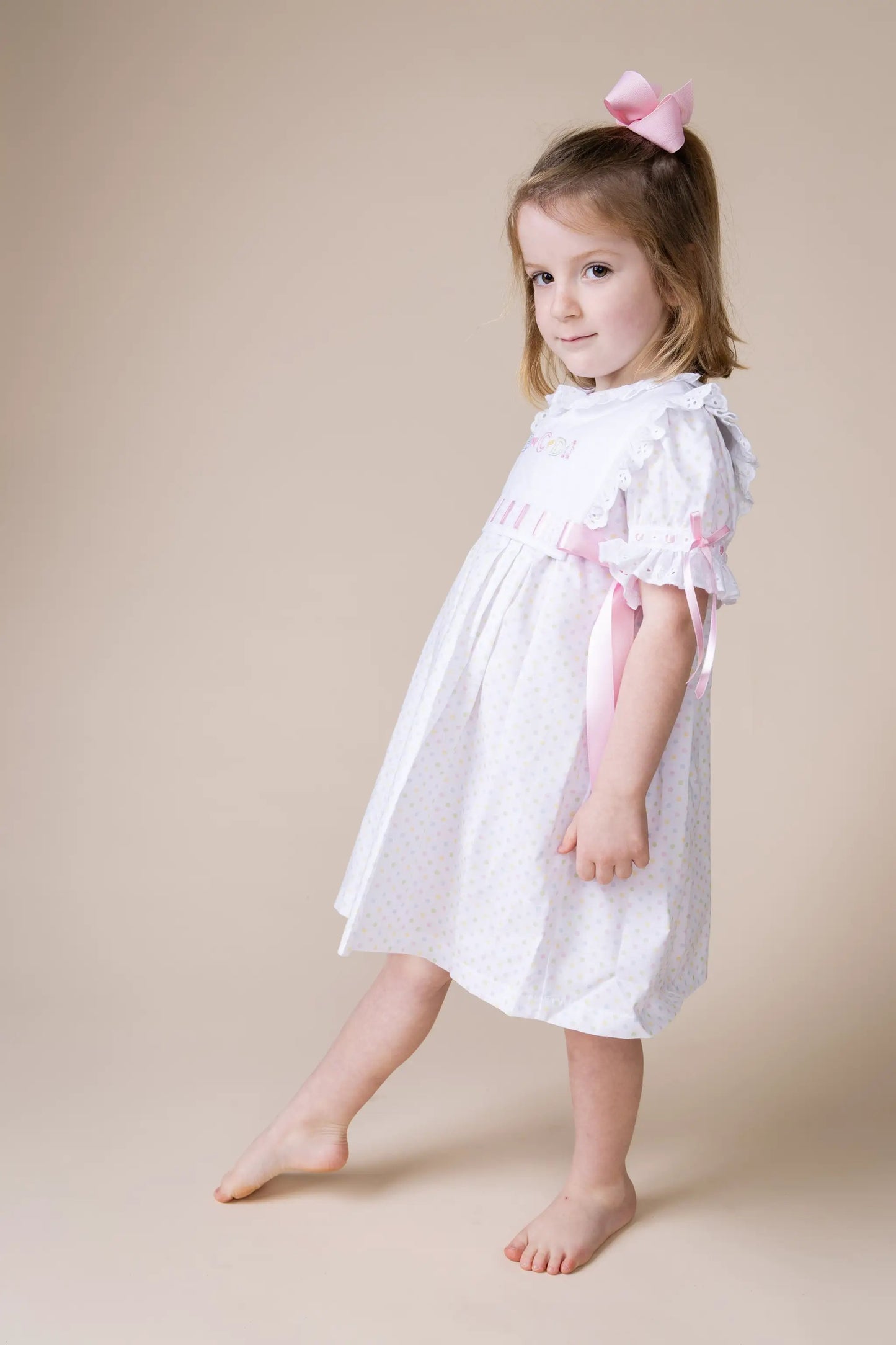 Percy & Tyne Girls Heirloom Popover ABCD with Pink Ribbons - Add to the Margaret Dress