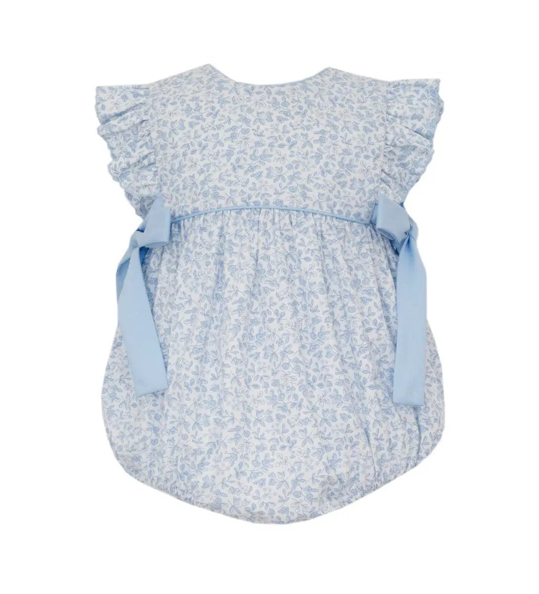 Petit Bebe Girls Light Blue Floral Sleeveless Bubble with Side Bows by Petit Bebe