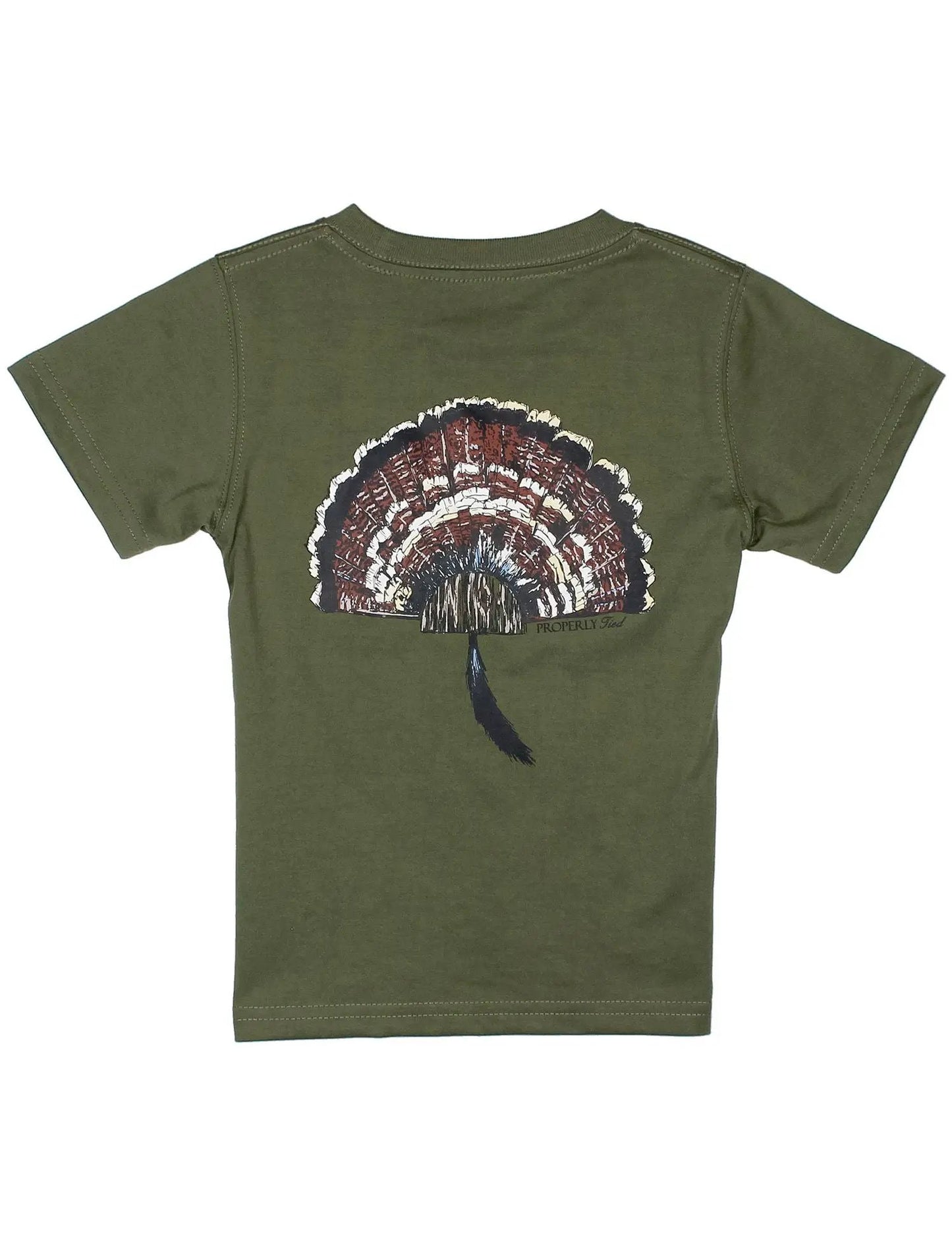 Properly Tied Boys Olive Turkey Mount Short Sleeve Shirt