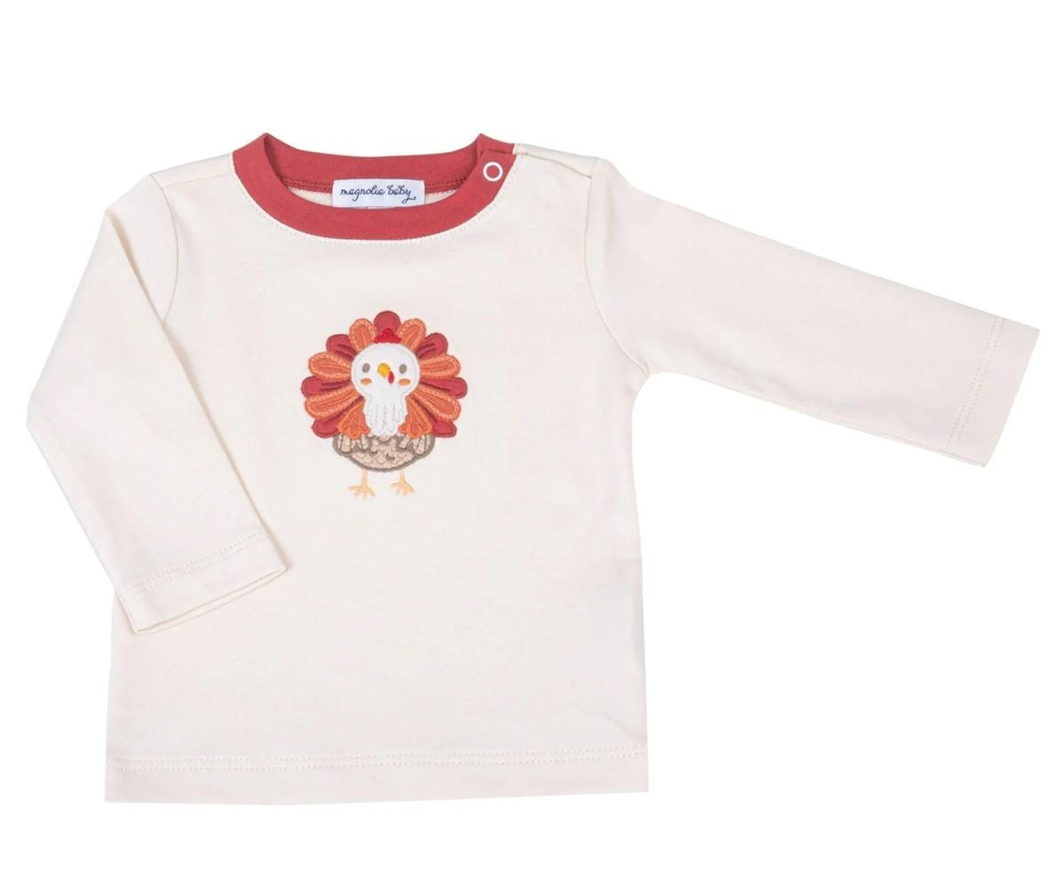 Magnolia Baby Toddler Boys Giving Thanks Crimson Turkey Shirt