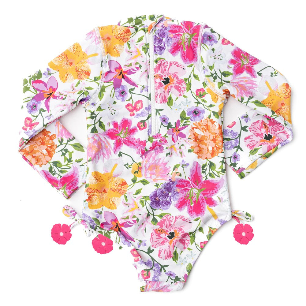 Shade Critters Girls Summer Gardens Floral Swimsuit - Long Sleeve Rash Guard by Shade Critters