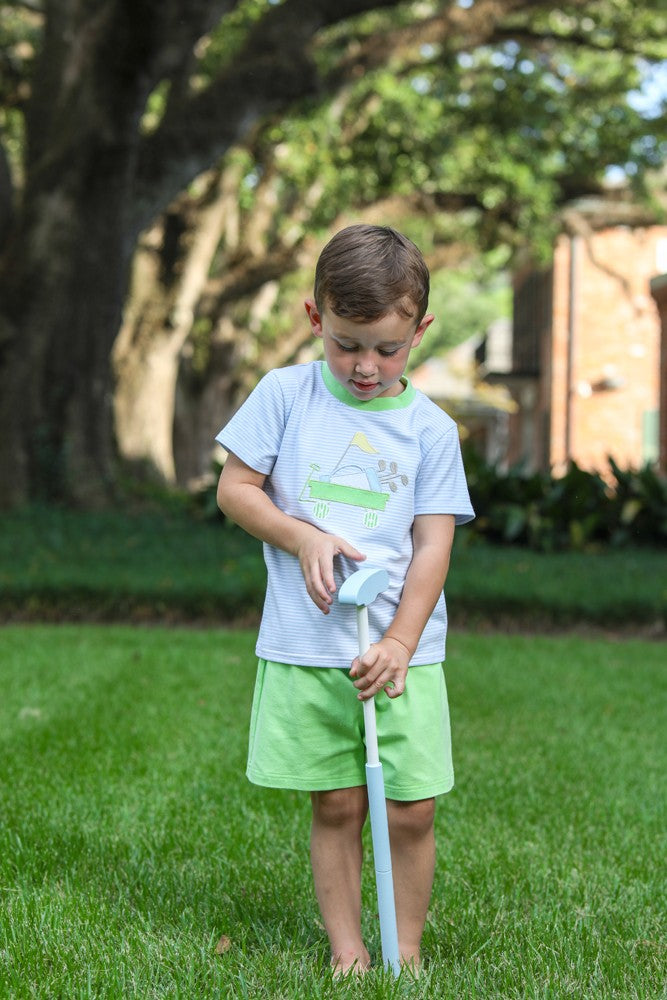 Trotter Street Kids Boys Blue & Green Golf Shorts Set