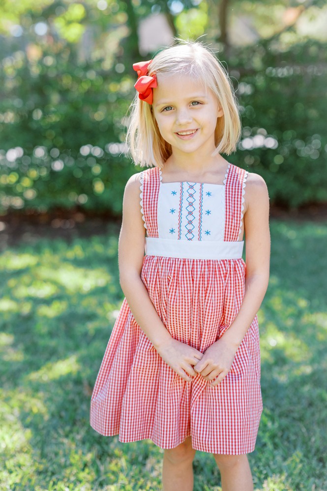 Proper Peony Girls Liberty Patriotic Dress - Red Gingham