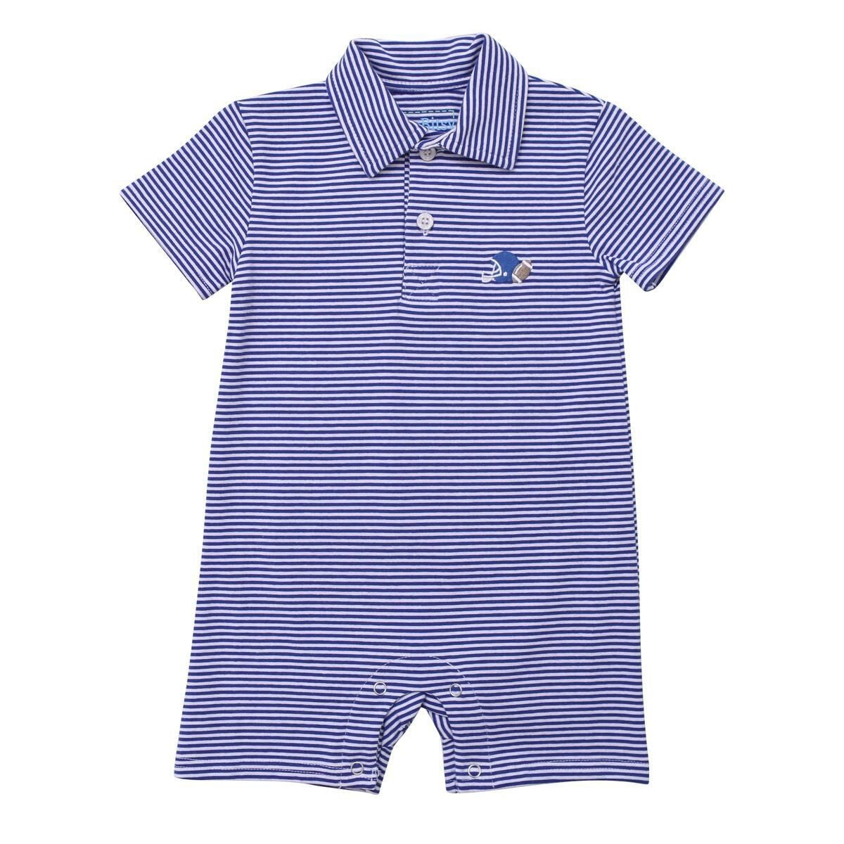 Itsy Bitsy Baby Boys Football Game Day Polo Romper - Royal Blue