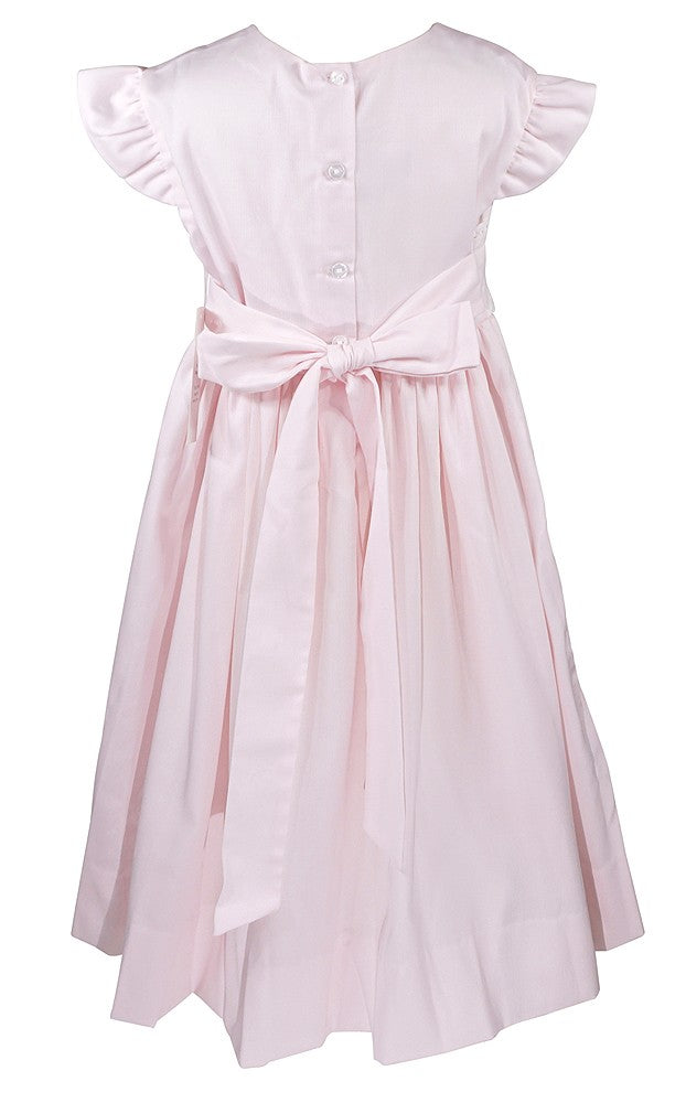 The Best Dressed Child Girls Pique Embroidered Dress with Sash - Pink by Best Dressed Child