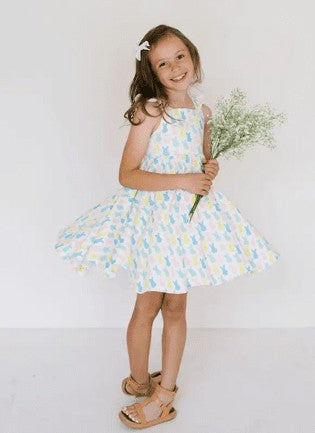 Ollie Jay Girls Rosita Pocket Twirl Dress - Marshmallow Bunny Peeps