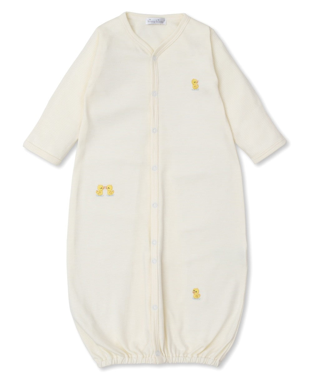 Kissy Kissy Baby Converter Gown - Yellow Stripe Dotty Ducks Ducklings