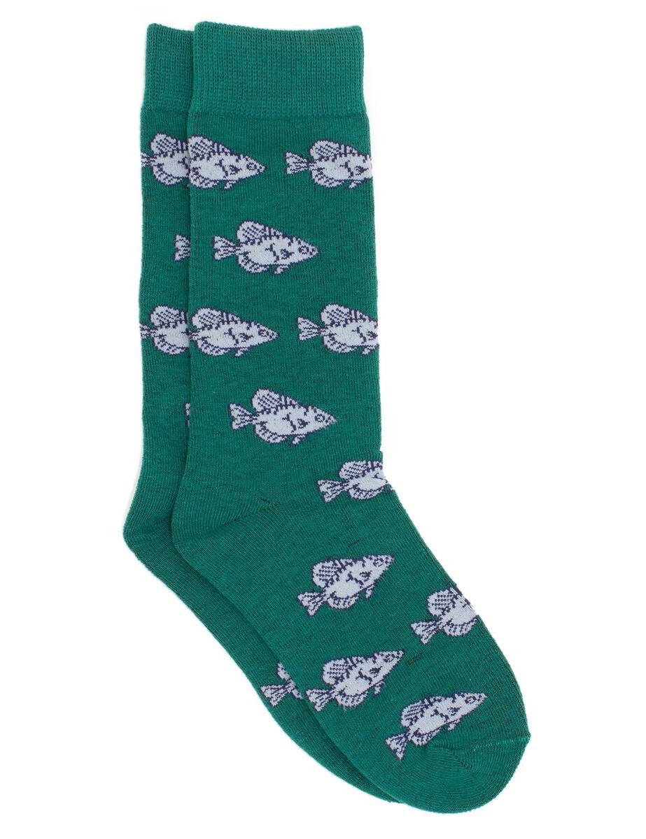 Properly Tied Boys Lucky Duck Socks - Green Crappie Fish