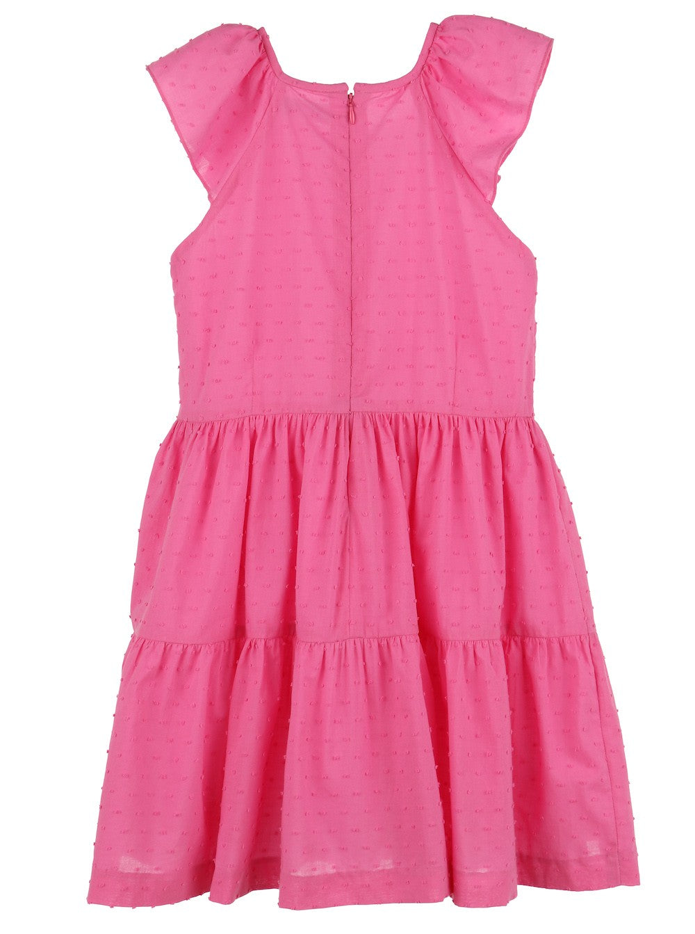Luli & Me Girls Fuchsia Pink Dotted Swiss Tiered Dress