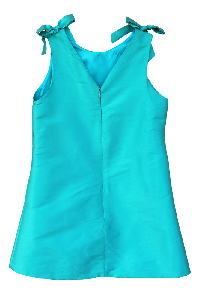 Susanne Lively Girls Sleeveless Capri Blue A-Line Dress with Bows at Shoulders by Susanne Lively