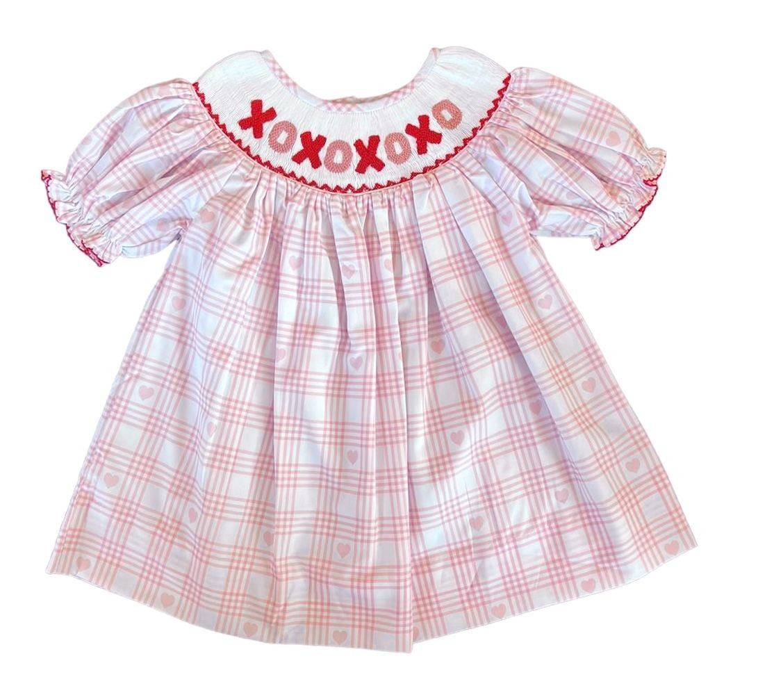 Shop Teeta Girls Pink Smocked XOXO Bishop Dress