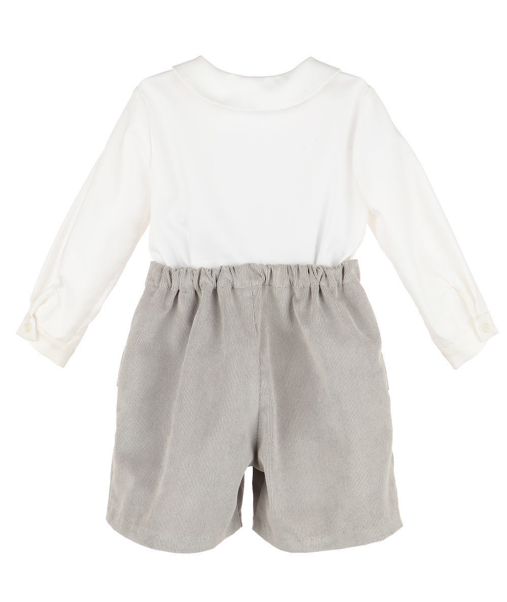Luli & Me Boys Corduroy Flap Pockets Shorts Set - Grey by Luli & Me