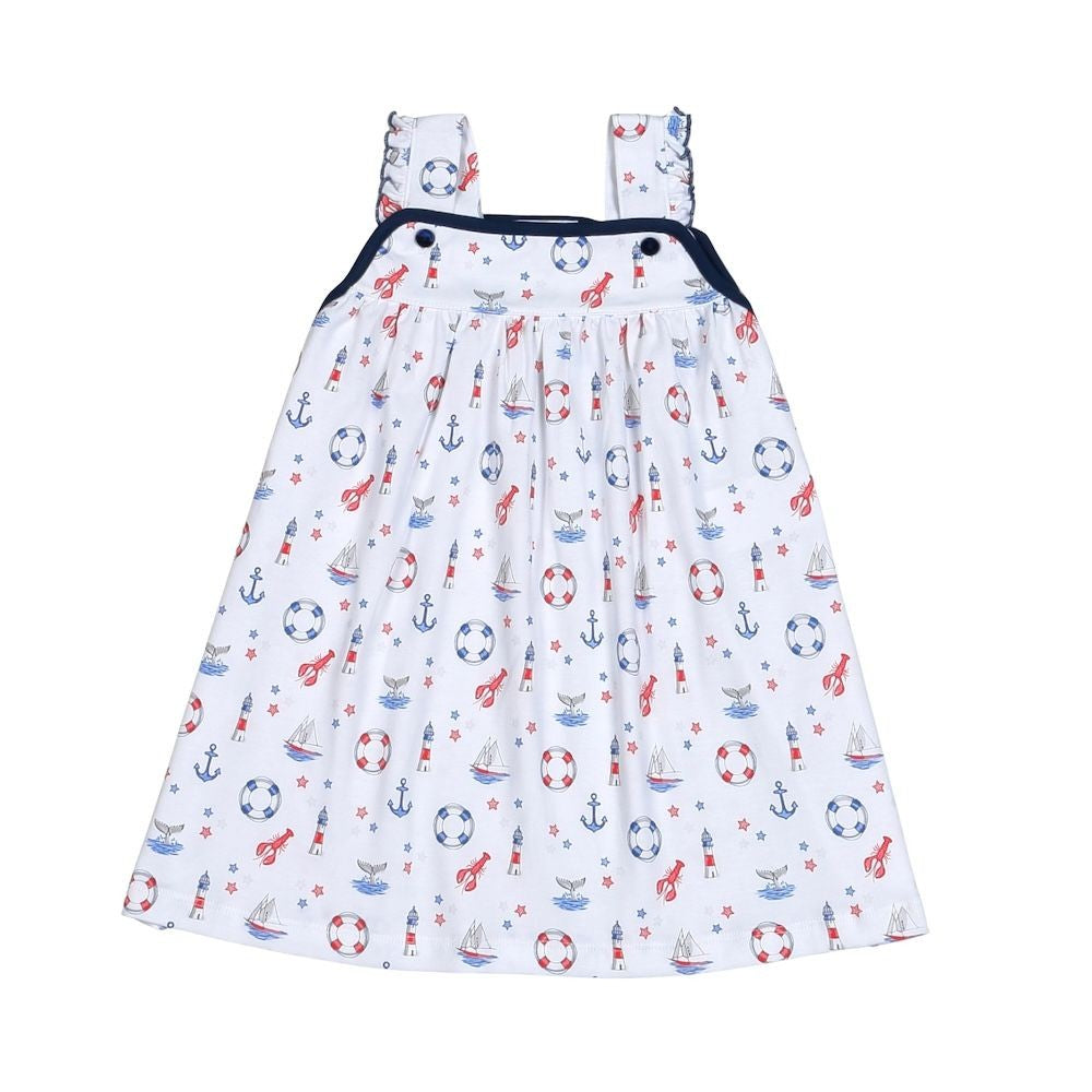 Baby Loren Girls Navy Blue Ahoy Sailor Sun Dress by Baby Loren