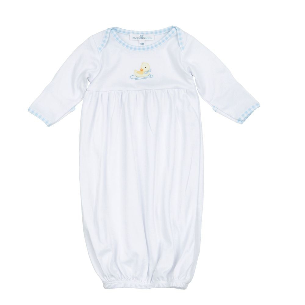 Magnolia Baby Boys Little Duck Waddlers Gown - Blue Trim by Magnolia Baby