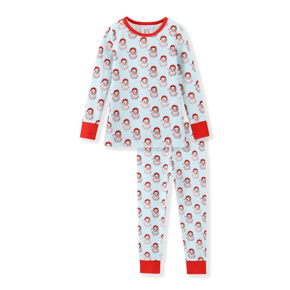 Swoon Baby Butterknit Pajamas PJ Set - Santa Claus Print - Blue