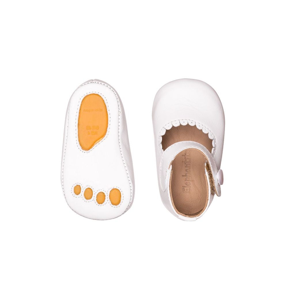 Elephantito Baby Shoes - Girls Mary Janes - White