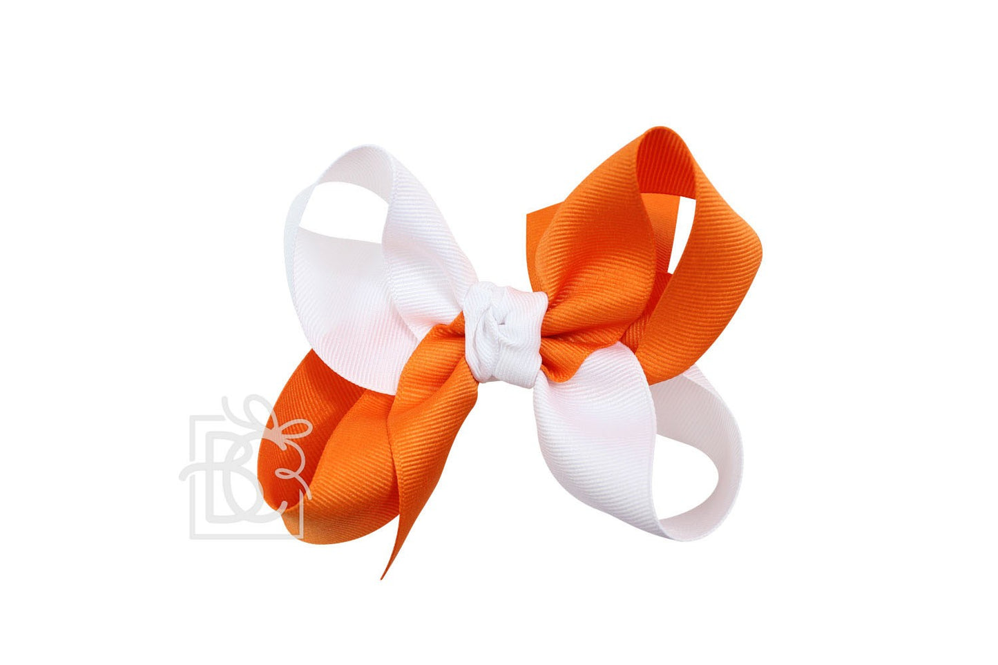 Beyond Creations Girls Grosgrain Double Knot Bow on Clip - Criss-Cross - Orange & White
