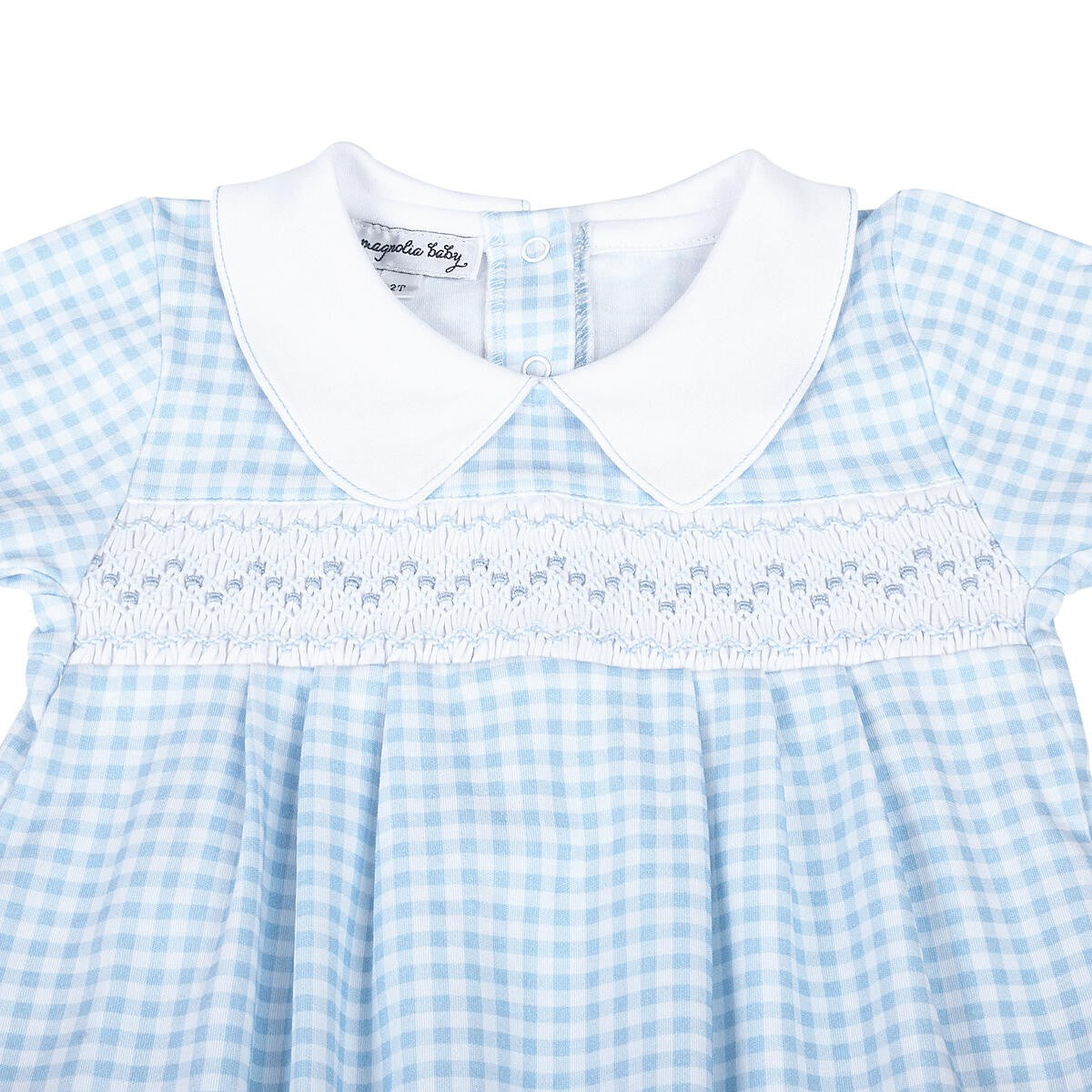 Magnolia Baby Boys Mini Checks Smocked Bubble - Blue