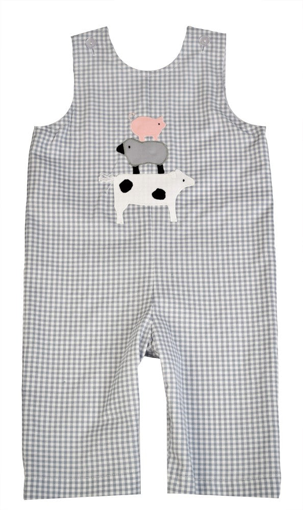 Funtasia Baby / Toddler Boys Gray Check Longall - Farm Animals