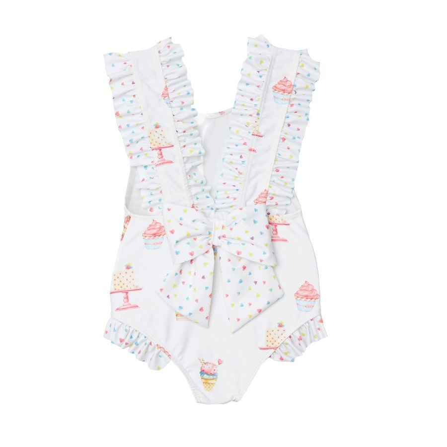 Sal & Pimenta Girls Swimsuit - Bows on Back & Shoulders - Birthday Celebration