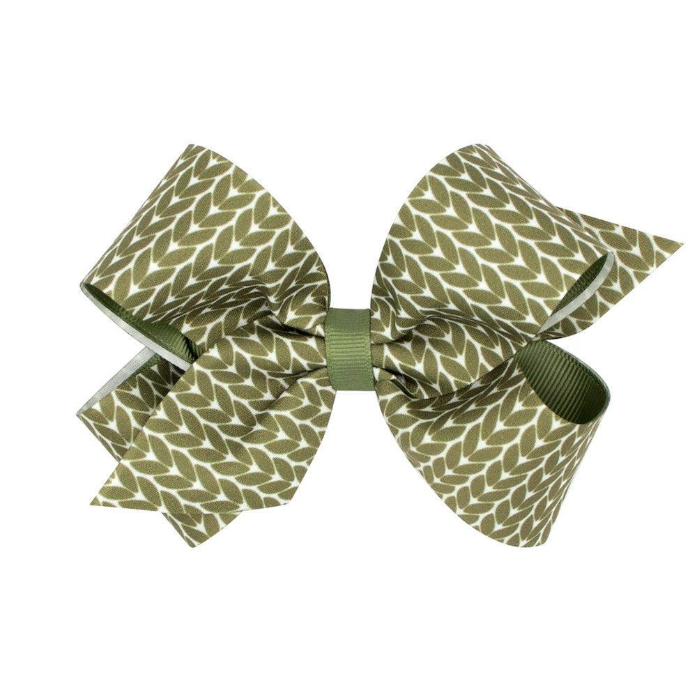 Wee Ones Girls Hair Bow - Fall Prints - Willow Green