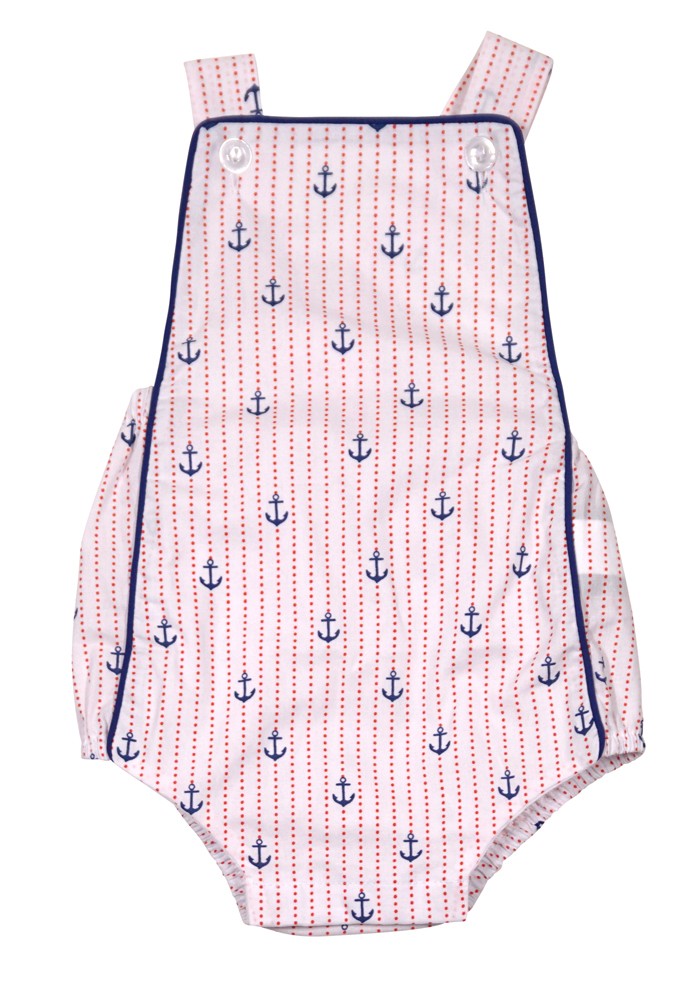 James & Lottie Baby Boys Blue Anchors Print Miller Bubble
