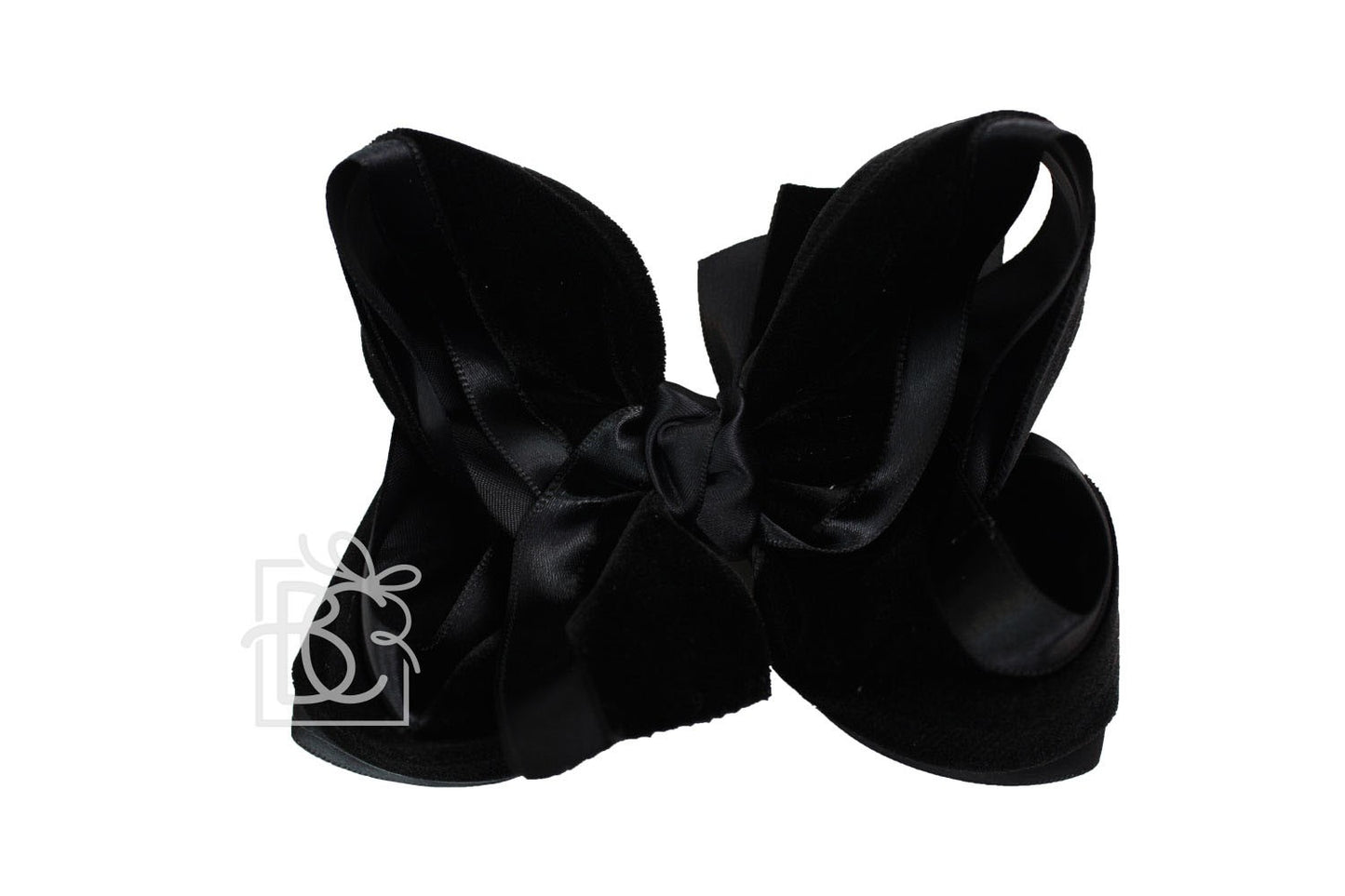 Beyond Creations Girls Layered Double Knot Bow on Clip - Satin & Velvet - Black by Beyond Creations