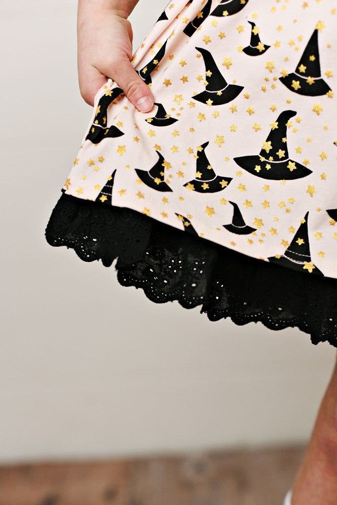 Swoon Baby Girls Glitter Eyelet Trim Dress - Halloween Witch Hats