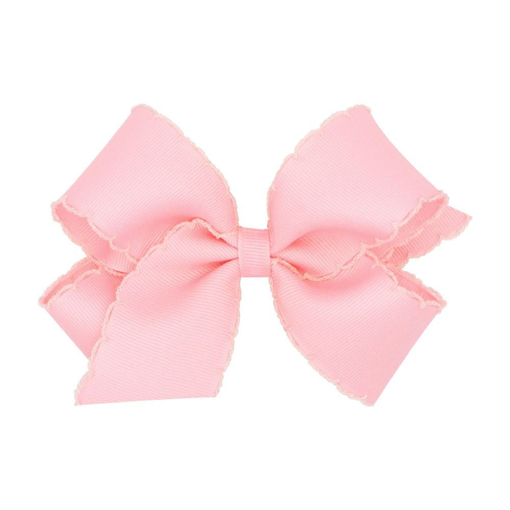 Wee Ones Girls Hair Bow - Monotone Moonstitch - Light Pink