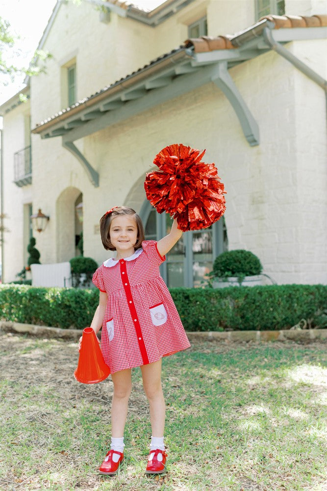 Proper Peony Girls Gingham Football Game Day Dress - Red