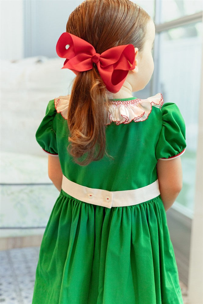 Proper Peony Girls Green Juniper Christmas Dress