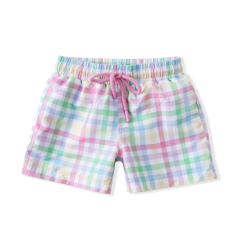 Swoon Baby Boys Swim Trunks - Pastel Plaid