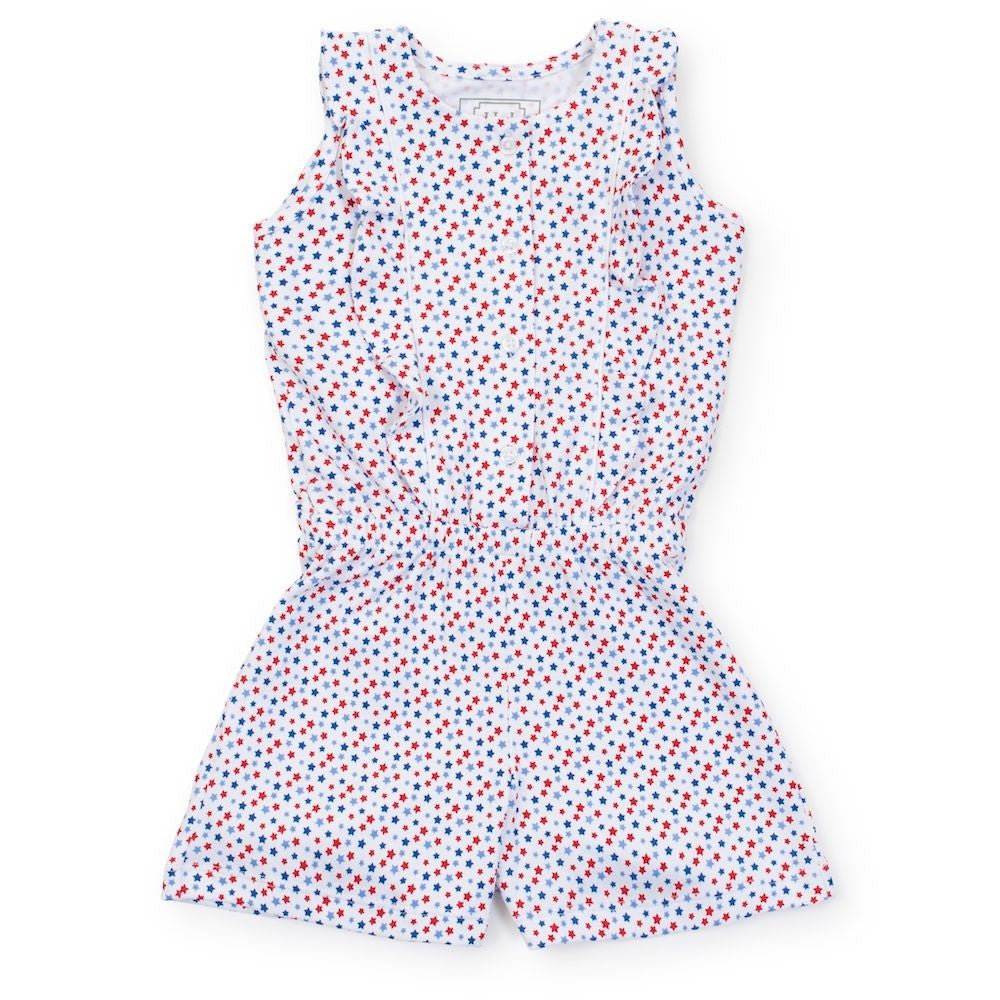 Lila & Hayes Girls Lola Ruffle Romper - Star Spangled