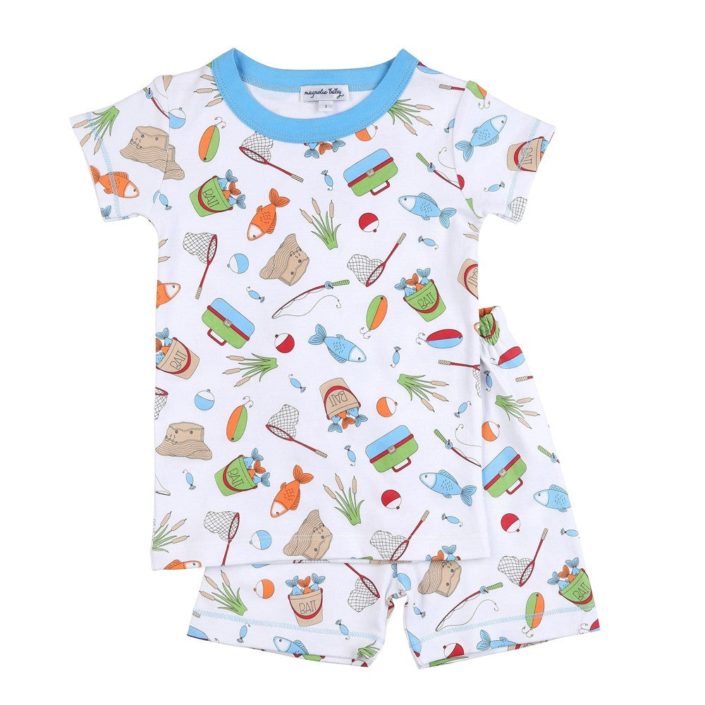 Magnolia Baby Boys Blue What a Catch! Fishing Print Short Pajamas