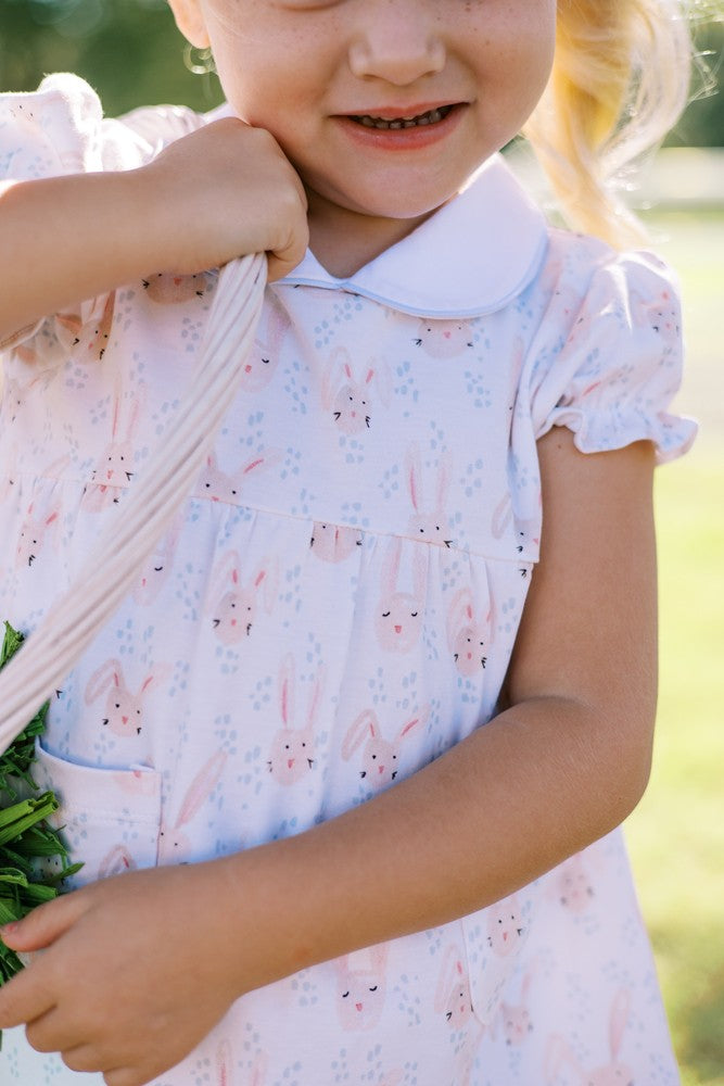 Proper Peony Girls Pink Hoppy Easter Bunny / Blue Bloomers Set