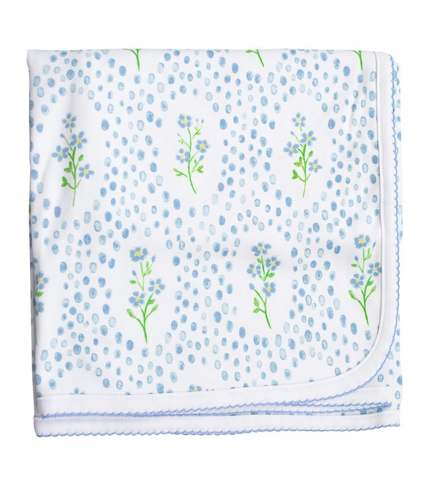 Proper Peony Baby Girls Blue Forget Me Not Receiving Blanket
