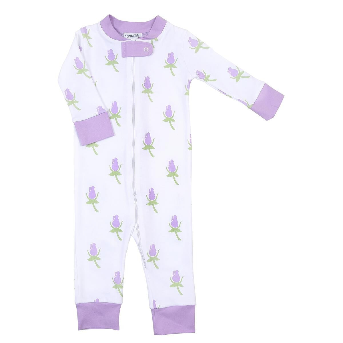 Magnolia Baby Girls Lavender Rosebud Zipped Pajamas