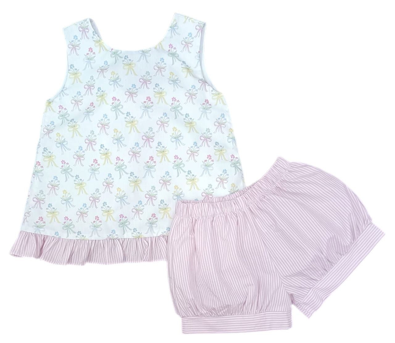James & Lottie Girls Pastel Mae Bloomers Set - Bouquets & Bows