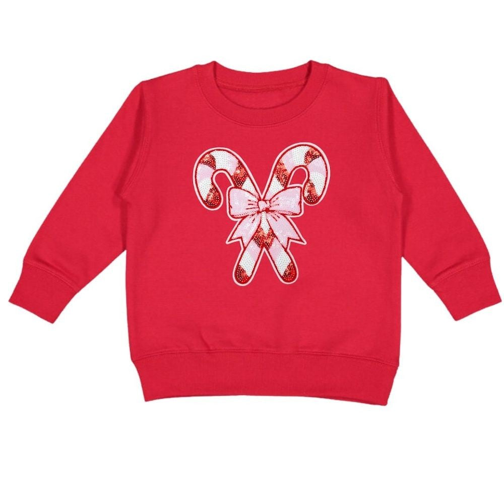 Sweet Wink Girls Red Sweatshirt - Christmas Candy Canes Patch