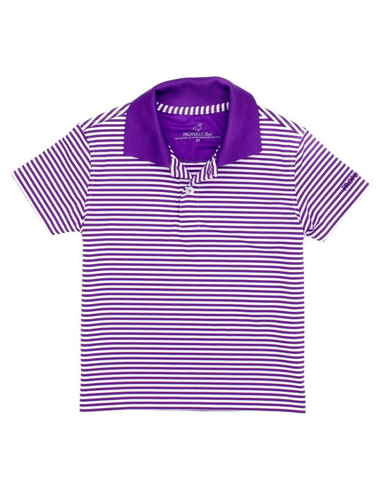 Properly Tied Boys Dallas Polo Shirt - Purple Stripes