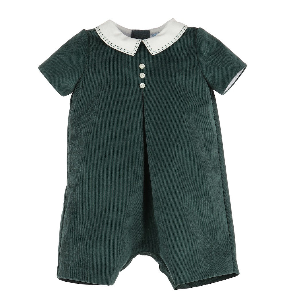Luli & Me Baby Boys Corduroy Romper - Rich Green