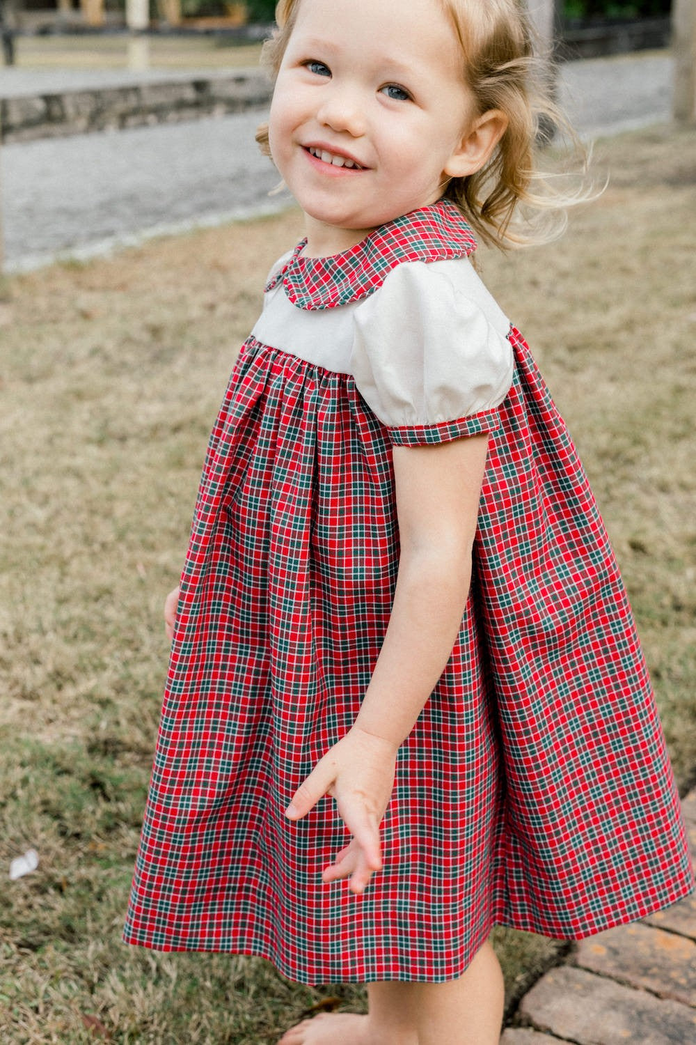 Bailey Boys Girls Dress with Collar - Red Noel Holiday Plaid