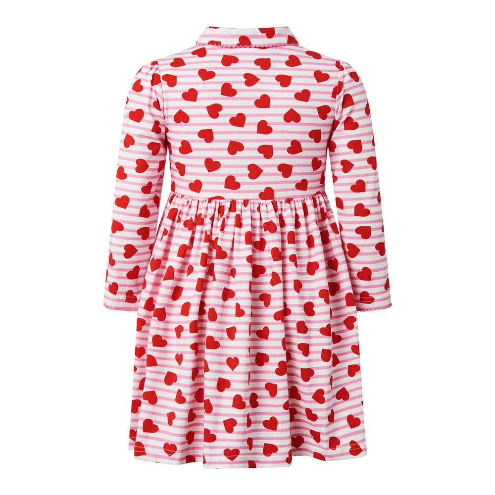 Rachel Riley London Girls Stripe Heart Jersey Valentines Dress