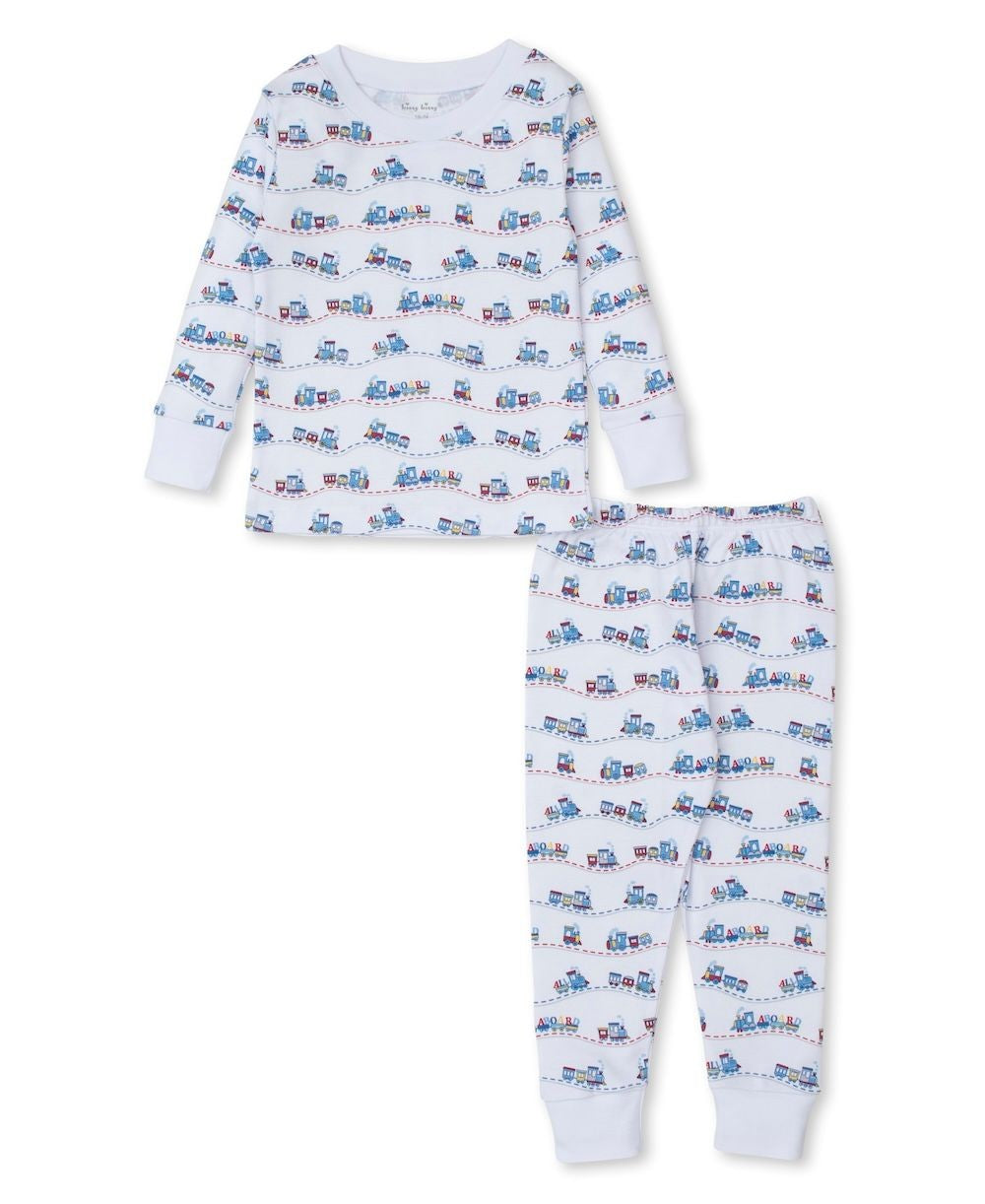 Kissy Kissy Boys Navy Blue Rambling Train Railroad Print Pajamas