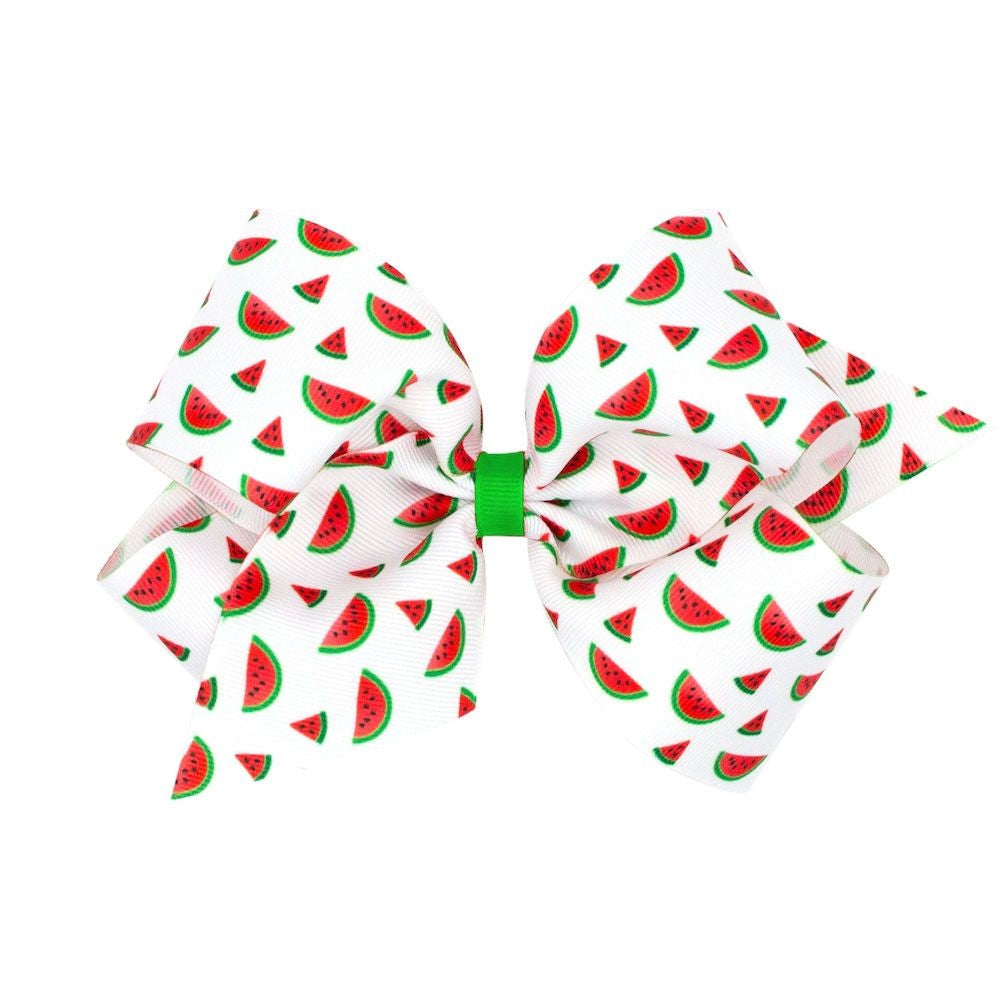 Wee Ones Girls Fruit Print Bow - Red Watermelon by Wee Ones