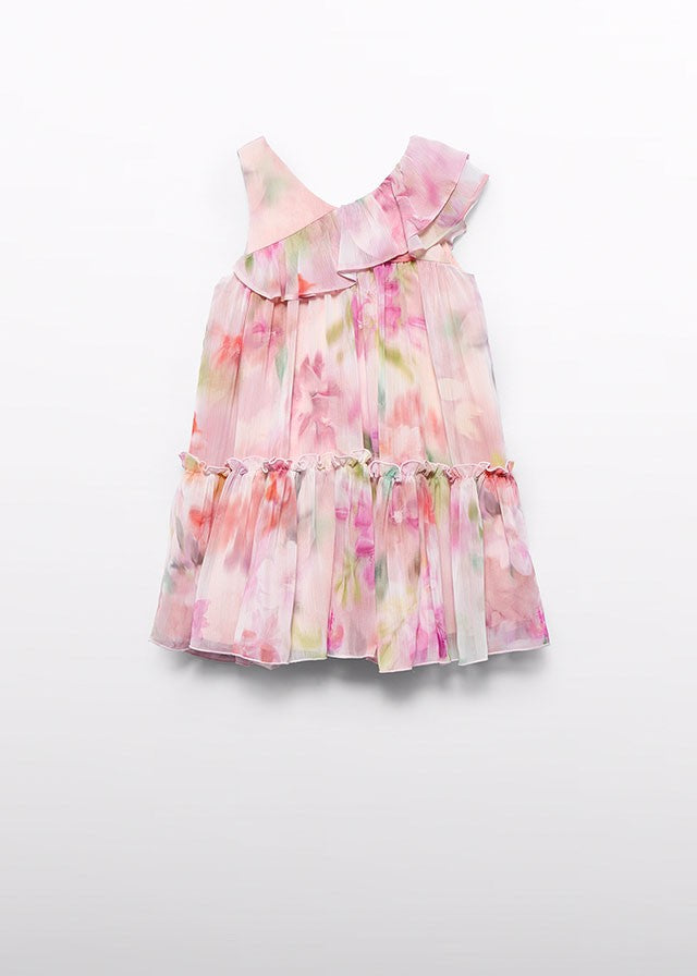 Abel & Lula Girls Pastel Watercolors Floral Dress - Ruffle
