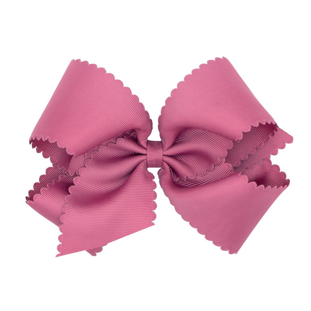 Wee Ones Girls Grosgrain Hair Bow on Clip - Scallop Edge - Dark Rose by Wee Ones