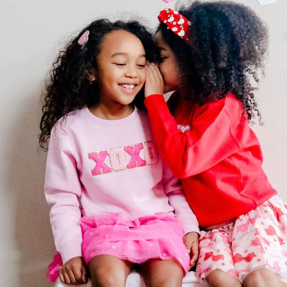 Sweet Wink Girls XOXO Valentine's Day Patch Sweatshirt - Pink